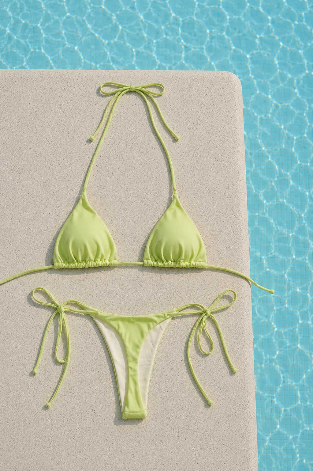 Bikini para bronceo verde claro satinado