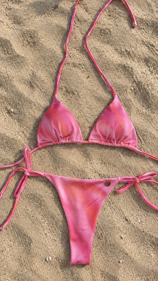 Bikini para bronceo estampado destello rosa