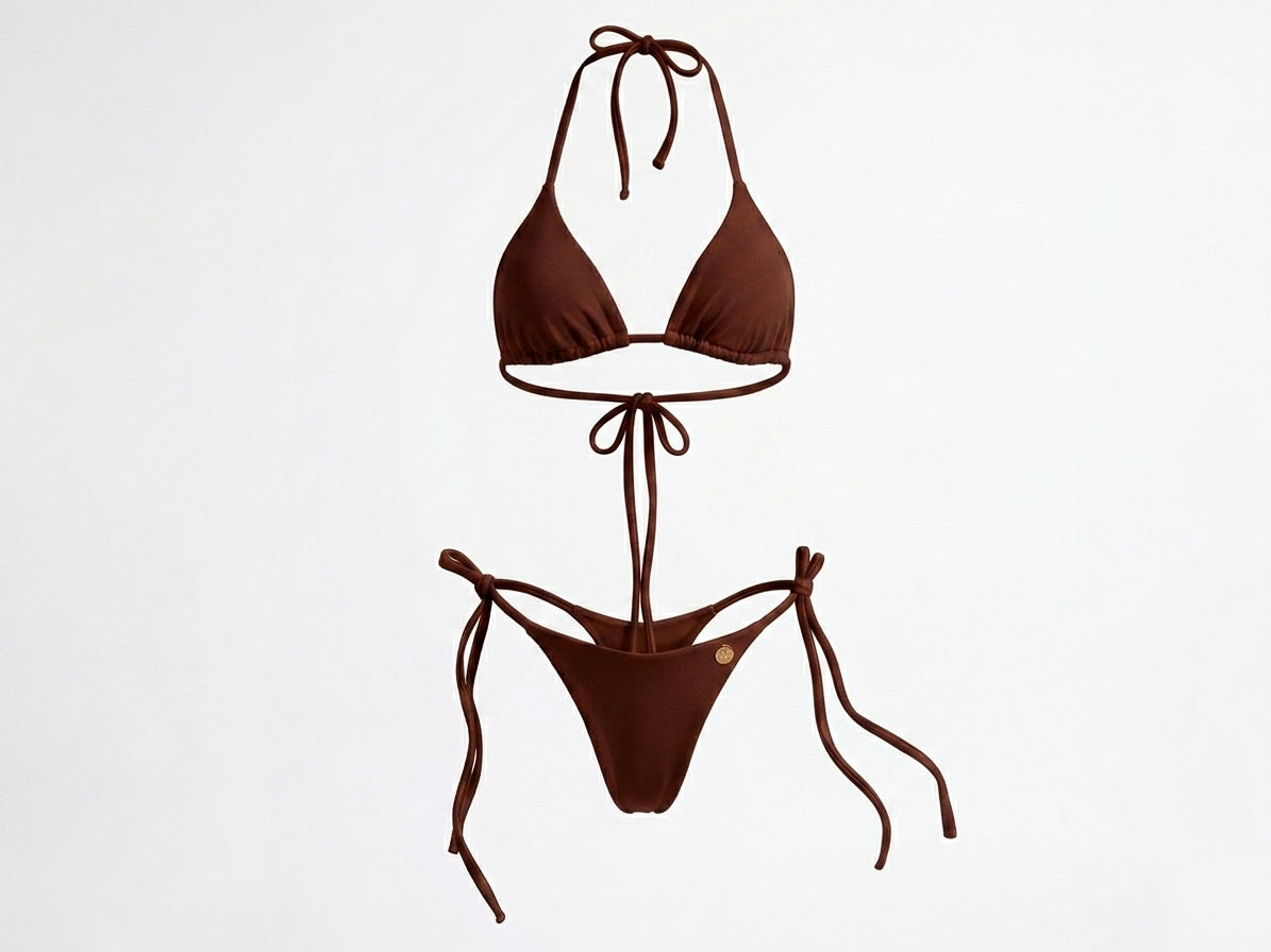 Bikini para bronceo café satinado
