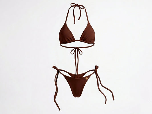 Bikini para bronceo café satinado