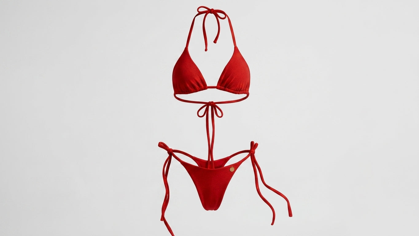 Bikini para bronceo rojo satinado
